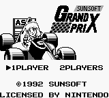 Sunsoft Grand Prix title screen for GameBoy